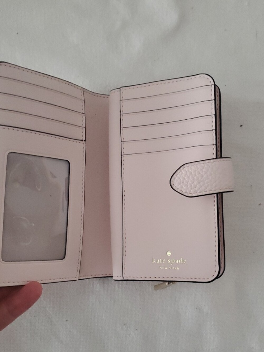 kate spade Pale Pink Pebbled Leather Snap Wallet - Picture 3 of 5